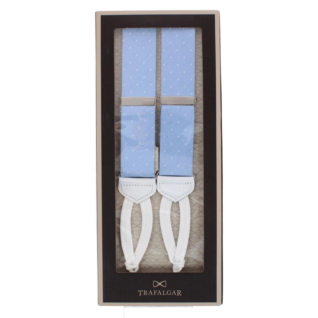 Big & Tall Churchill Chambray Polka Dot Linen Blend Formal Braces - Light Blue with Polka Dots