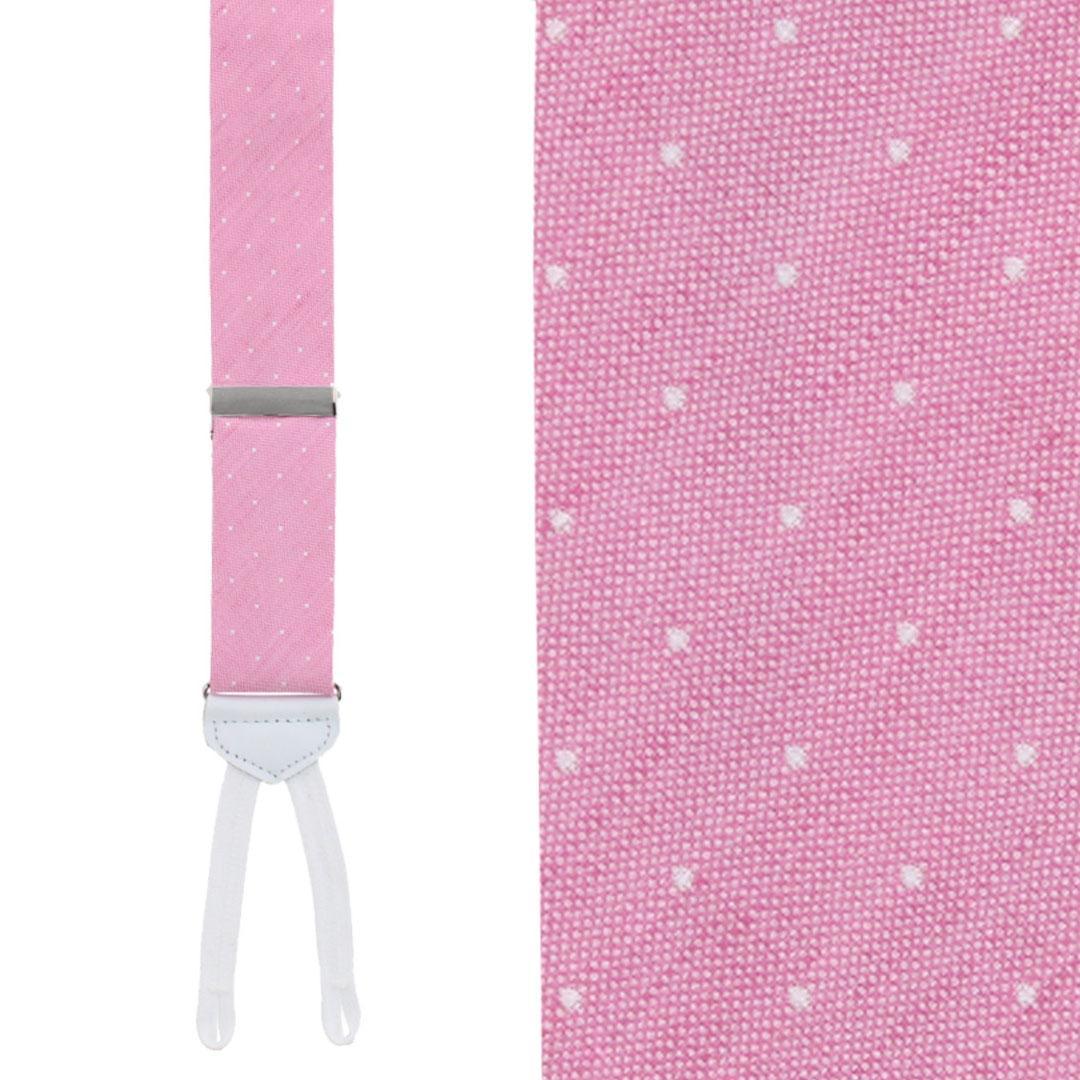 Big & Tall Churchill Chambray Polka Dot Linen Blend Formal Braces - Light Pink with Polka Dots
