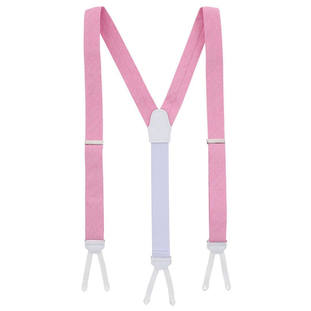 Big & Tall Churchill Chambray Polka Dot Linen Blend Formal Braces - Light Pink with Polka Dots