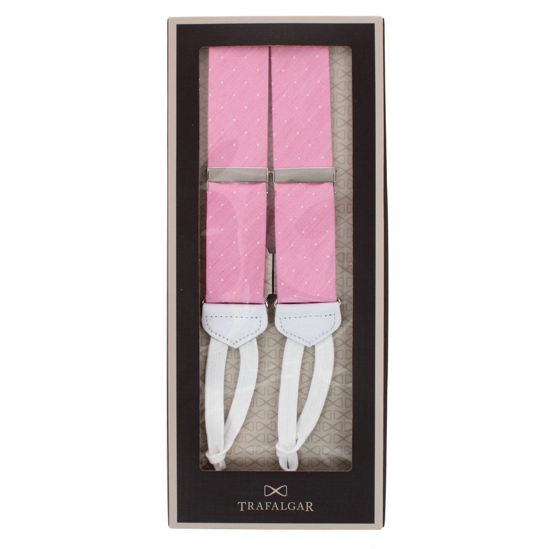 Big & Tall Churchill Chambray Polka Dot Linen Blend Formal Braces - Light Pink with Polka Dots