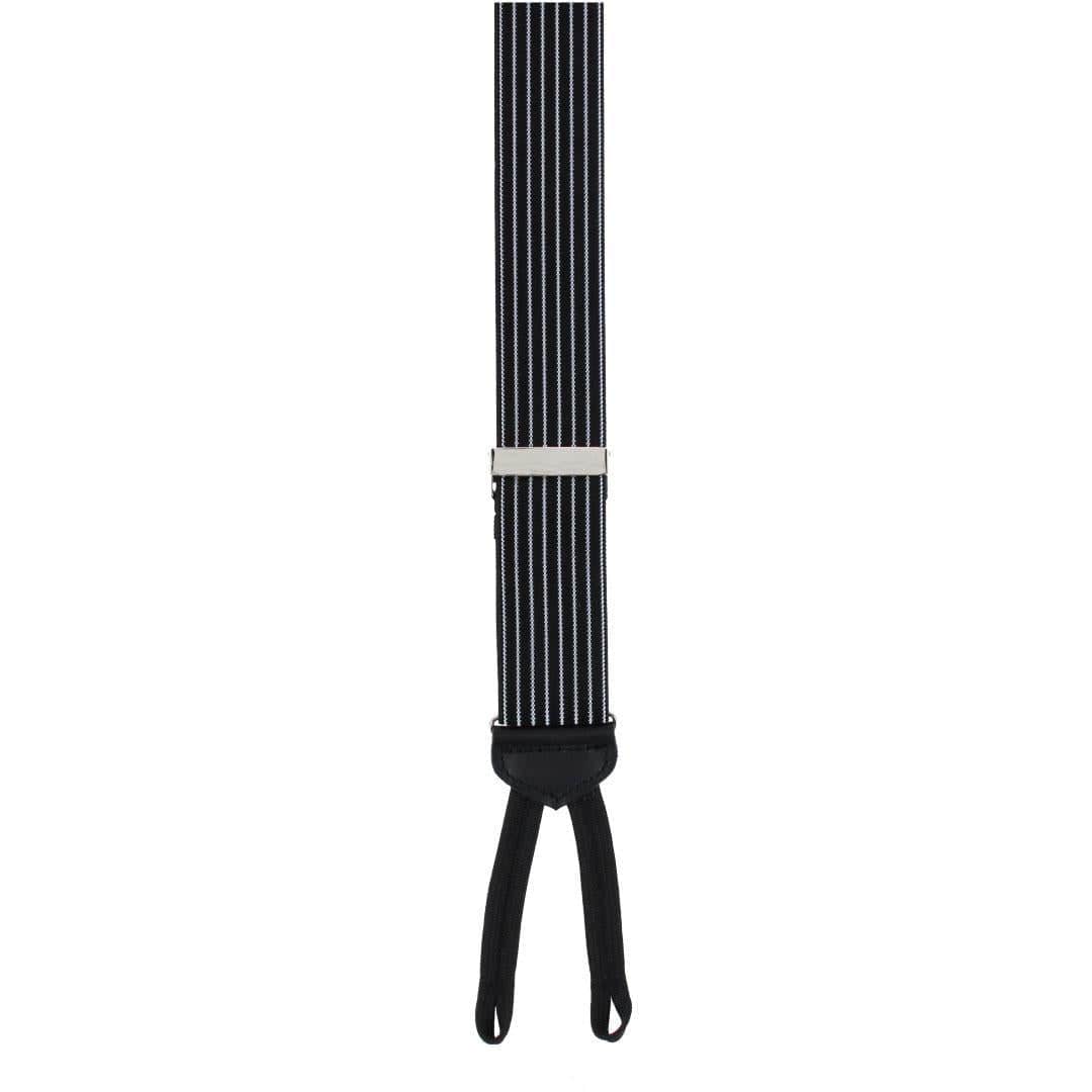 Big and Tall Voltaire Chalk Stripe Elastic Formal End Braces - Black