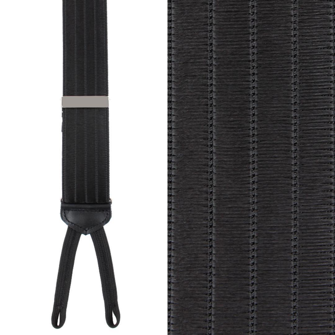 Big & Tall Jefferson Brushed Pinstripe Elastic Formal End Braces - Black
