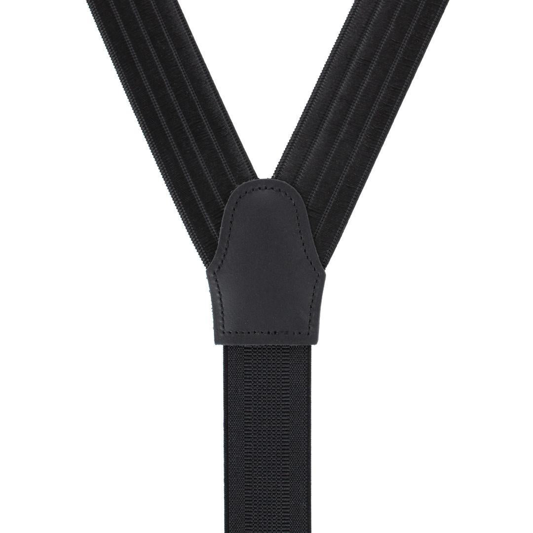 Big & Tall Jefferson Brushed Pinstripe Elastic Formal End Braces - Black