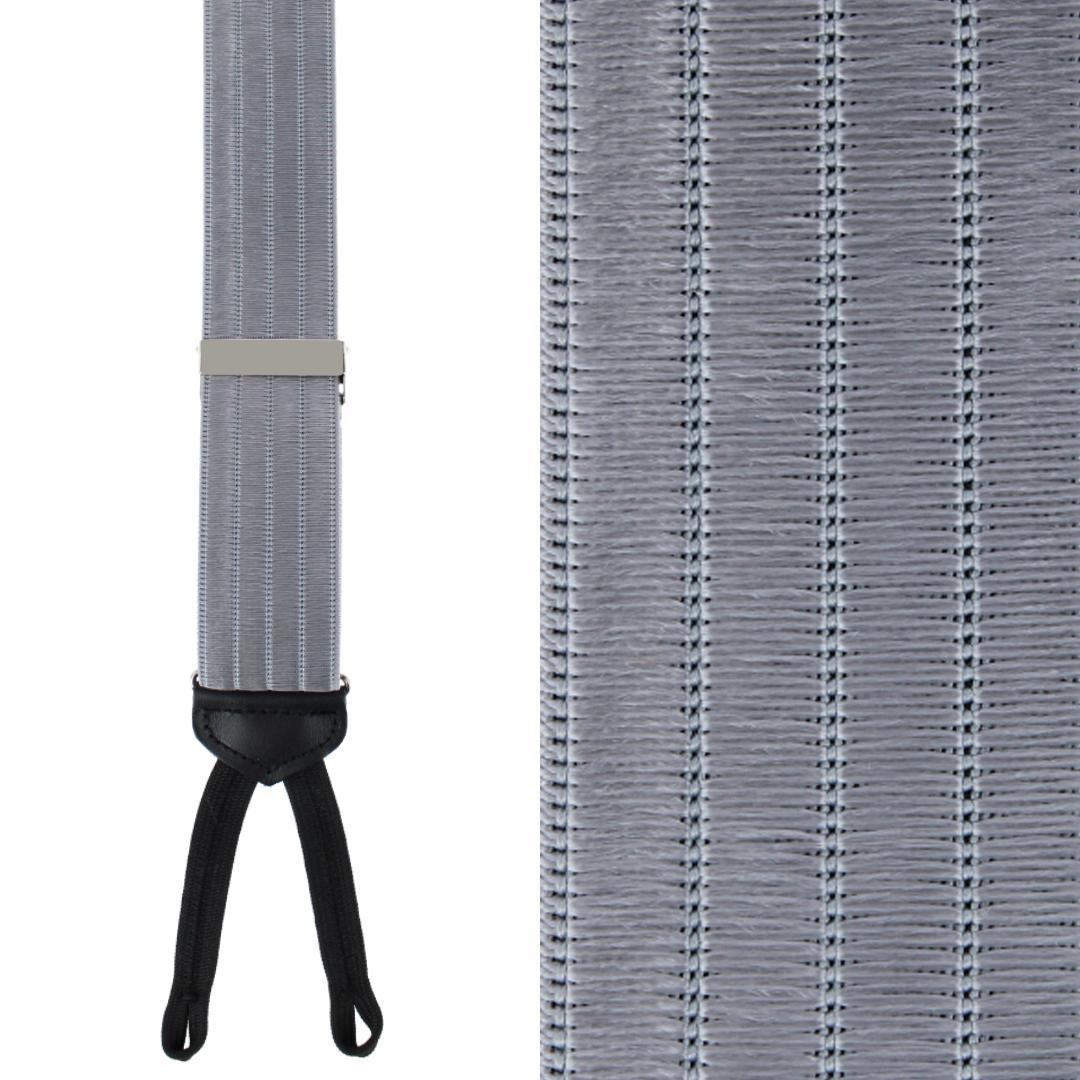 Big & Tall Jefferson Brushed Pinstripe Elastic Formal End Braces - Light Grey