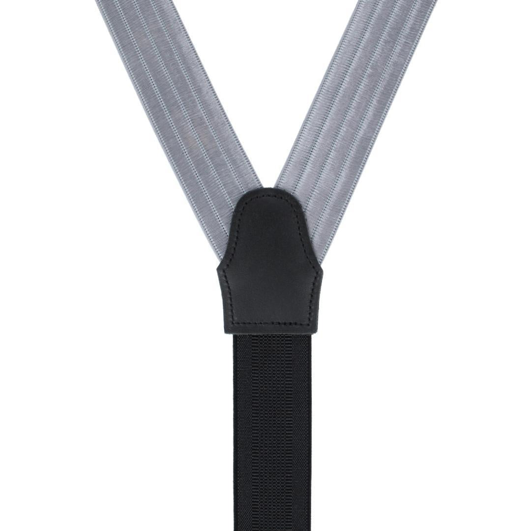 Big & Tall Jefferson Brushed Pinstripe Elastic Formal End Braces - Light Grey