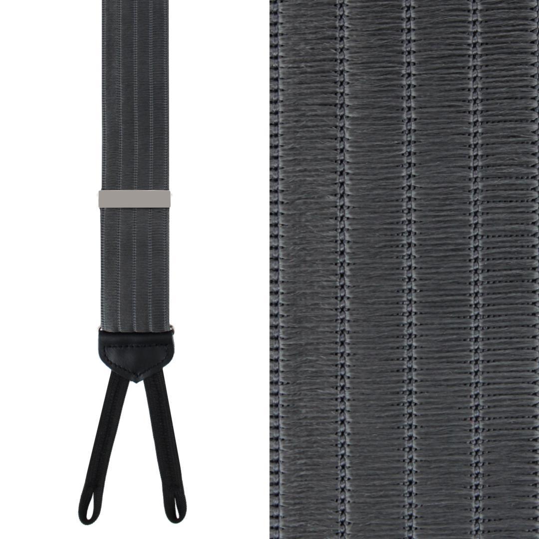 Big & Tall Jefferson Brushed Pinstripe Elastic Formal End Braces - Dark Charcoal