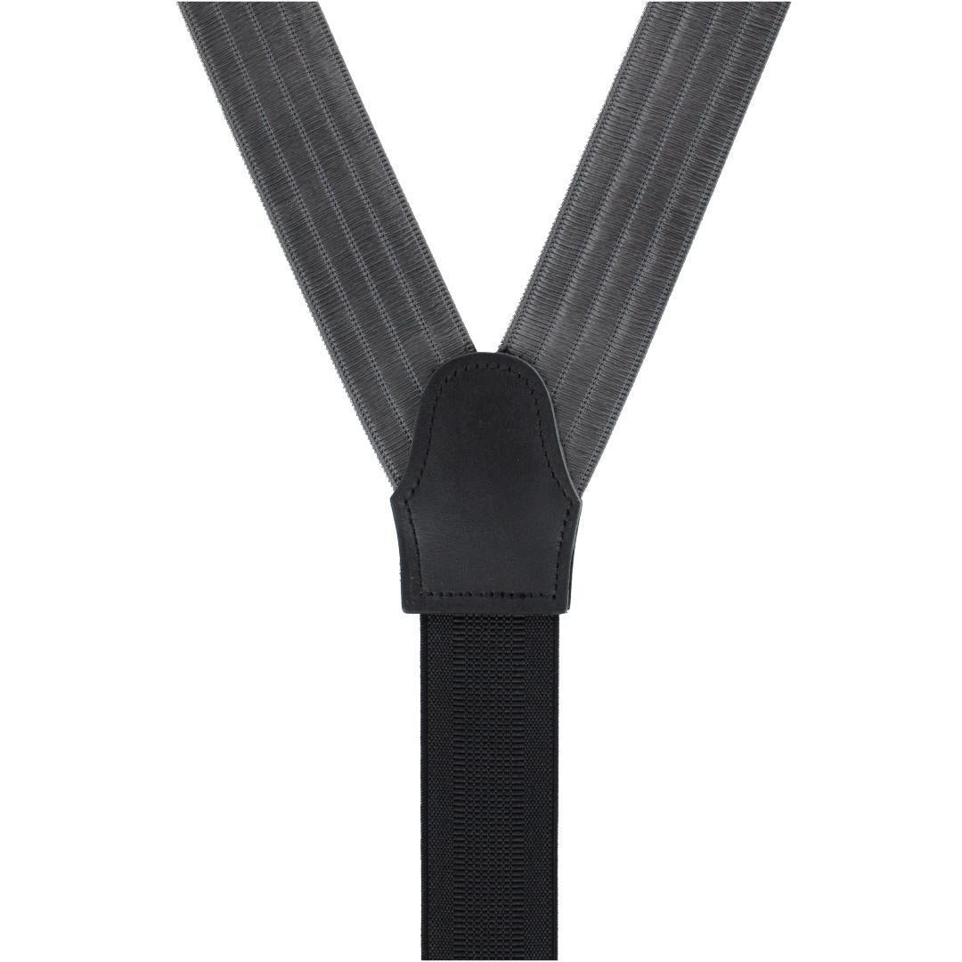 Big & Tall Jefferson Brushed Pinstripe Elastic Formal End Braces - Dark Charcoal