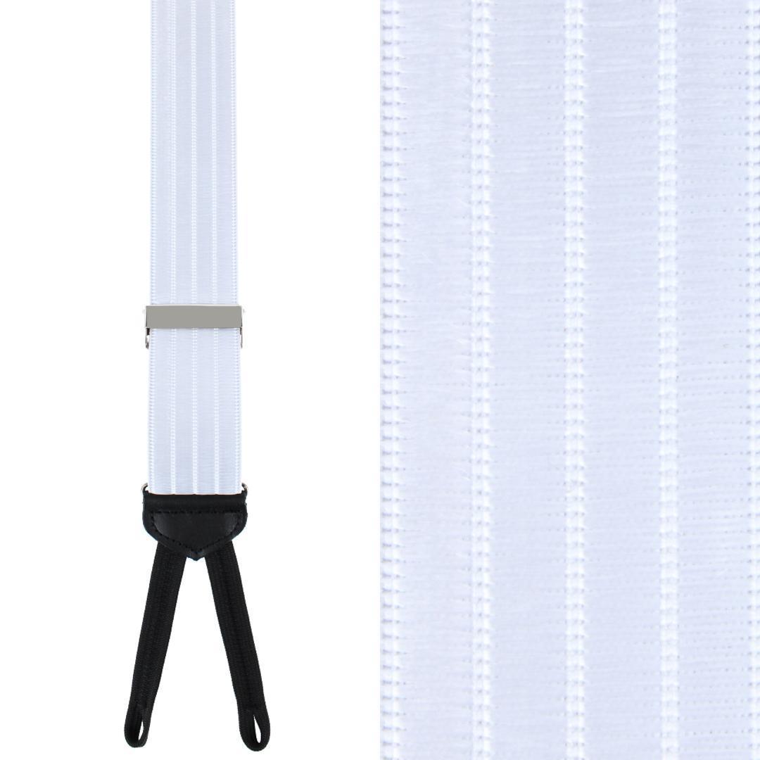 Big & Tall Jefferson Brushed Pinstripe Elastic Formal End Braces - White