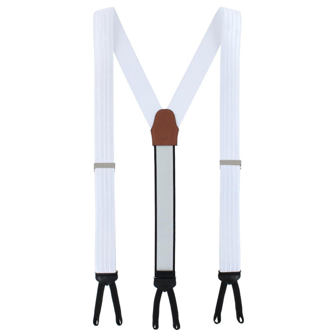 Big & Tall Jefferson Brushed Pinstripe Elastic Formal End Braces - White