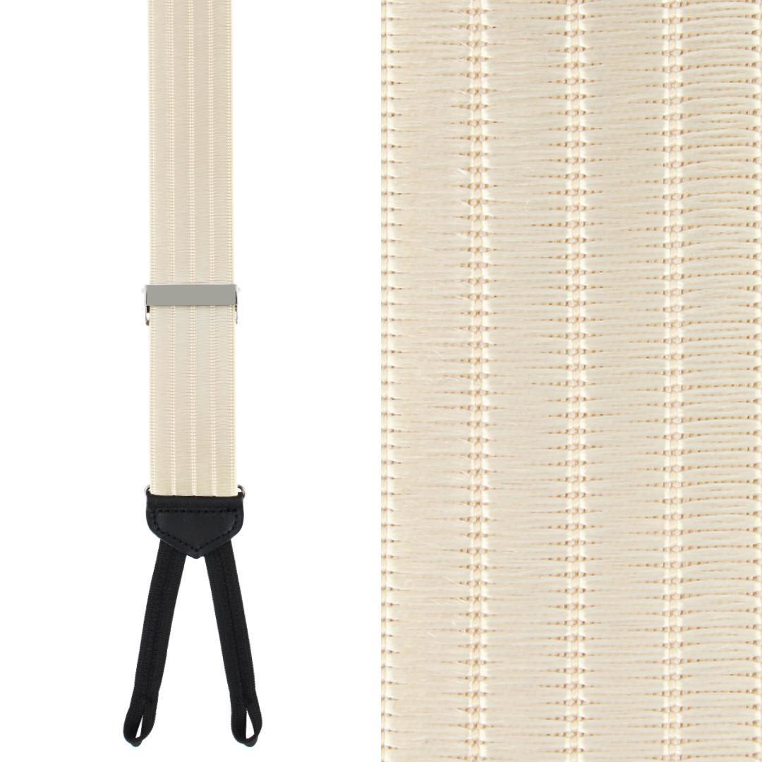 Big & Tall Jefferson Brushed Pinstripe Elastic Formal End Braces - Cream