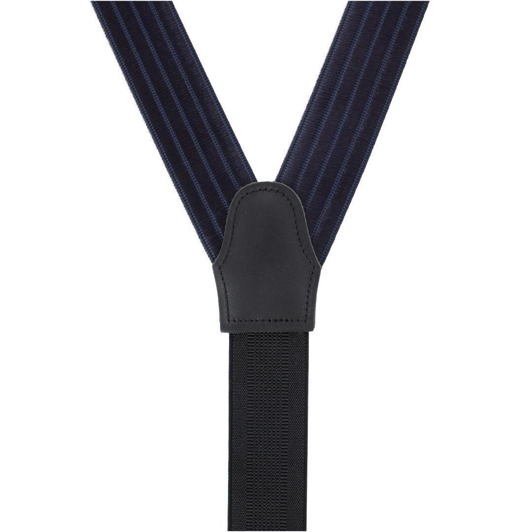 Big & Tall Jefferson Brushed Pinstripe Elastic Formal End Braces - Navy Blue