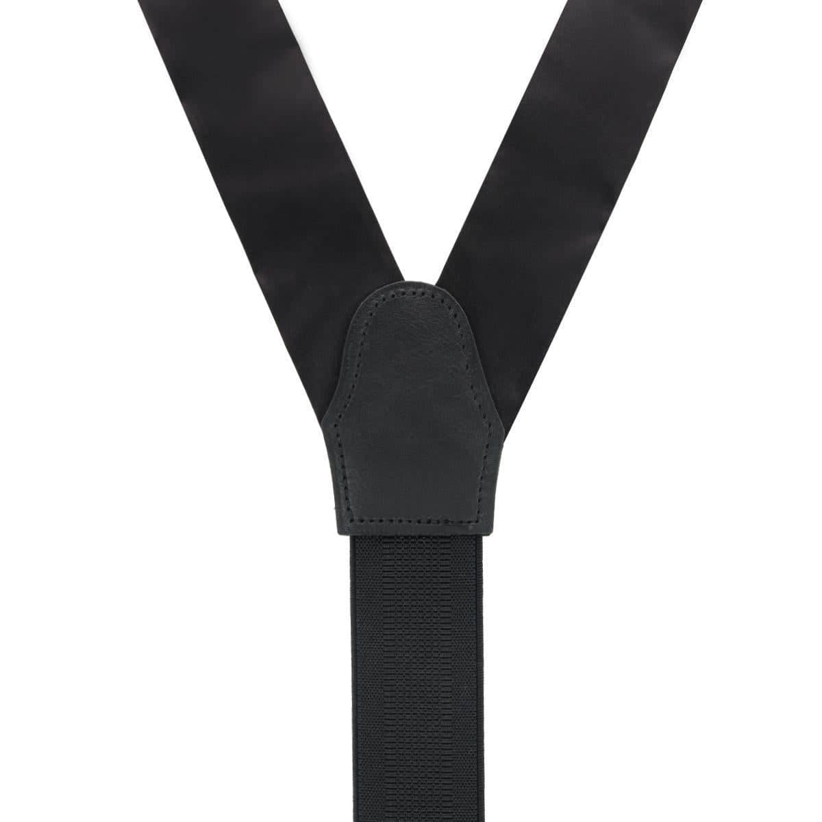 Big & Tall Dutton Solid Colored Silk Button End Braces - Black