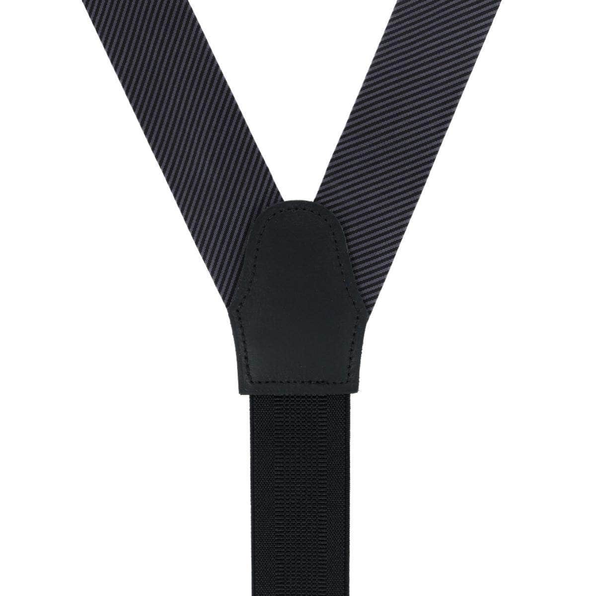 Big & Tall Leyton Diagonal Lined Tone on Tone Silk Formal Braces - Graphite