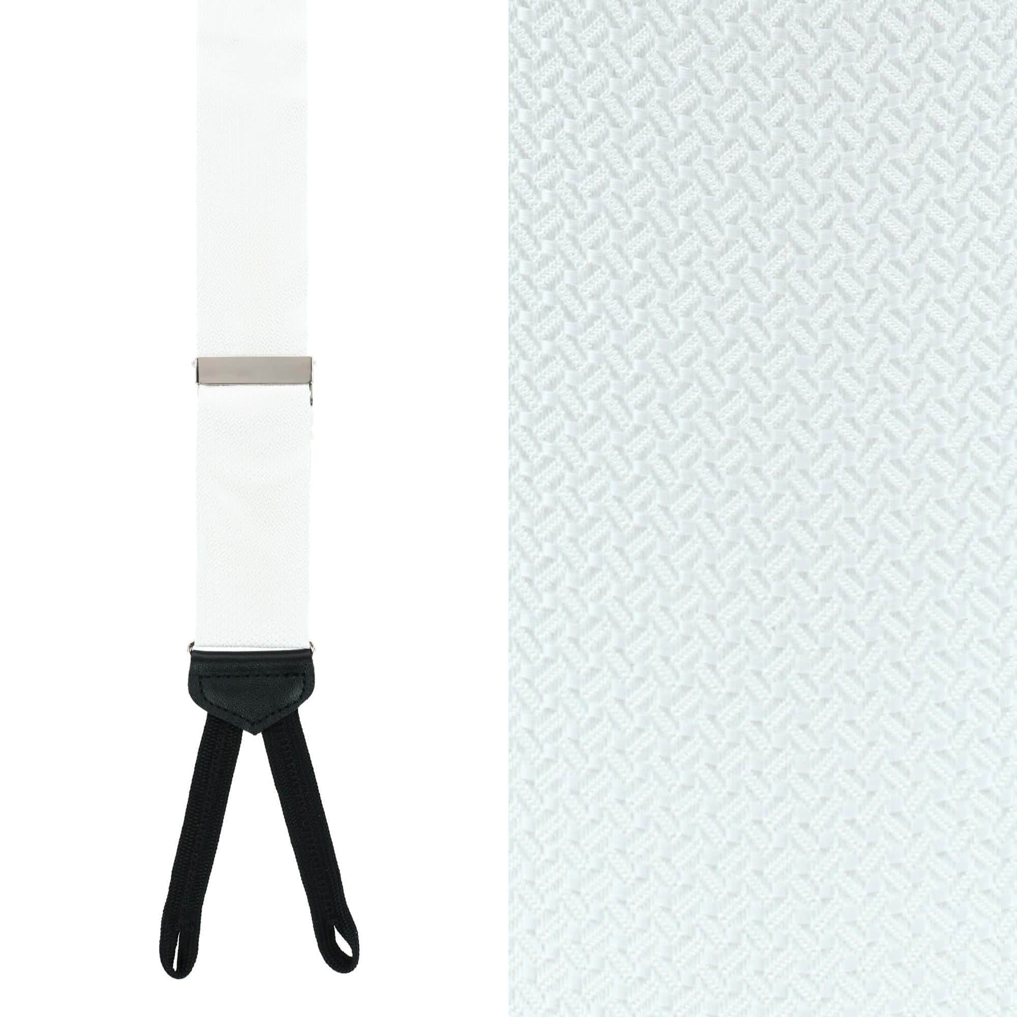 Big & Tall Monte Bello Interlocked Silk Formal Braces - White
