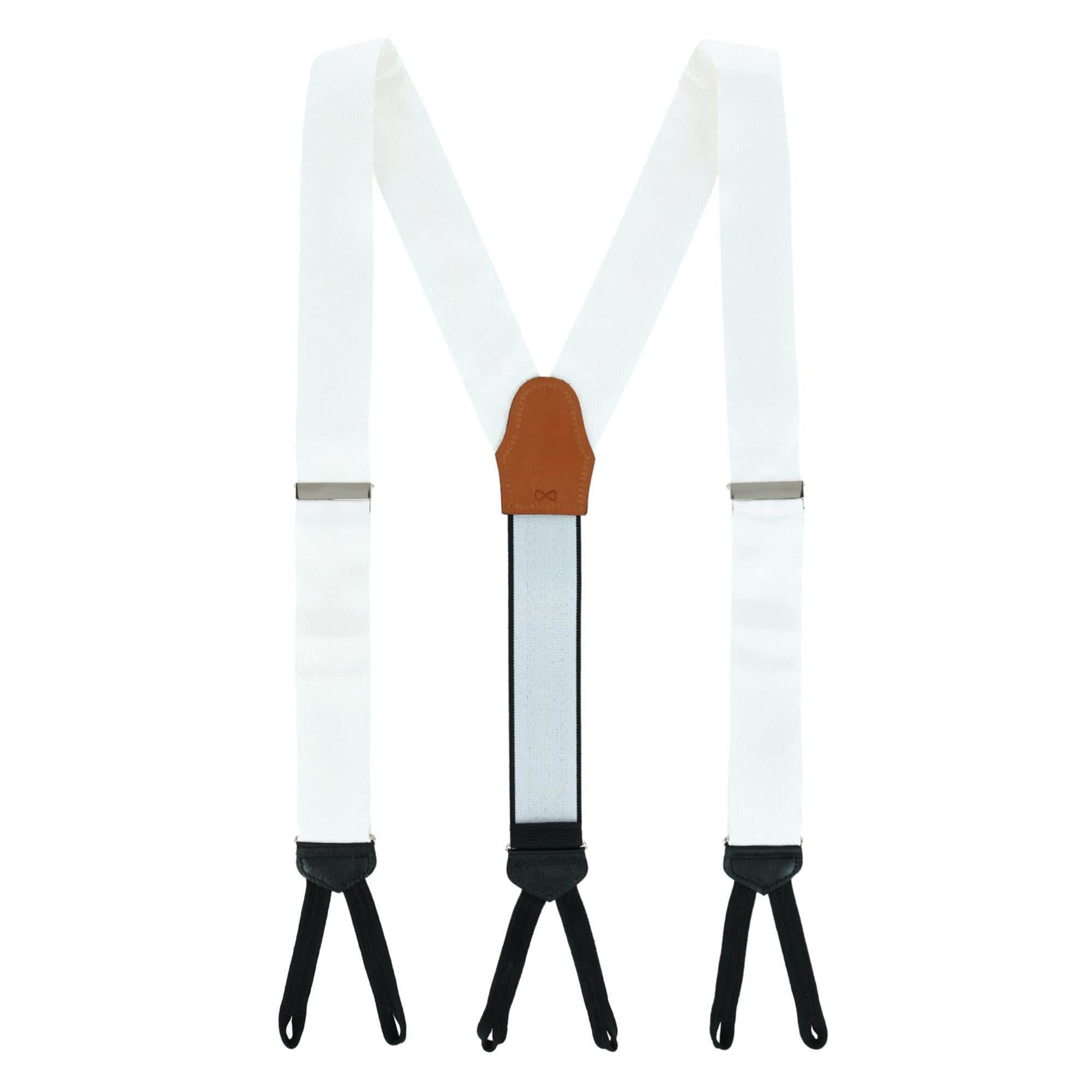 Big & Tall Monte Bello Interlocked Silk Formal Braces - White