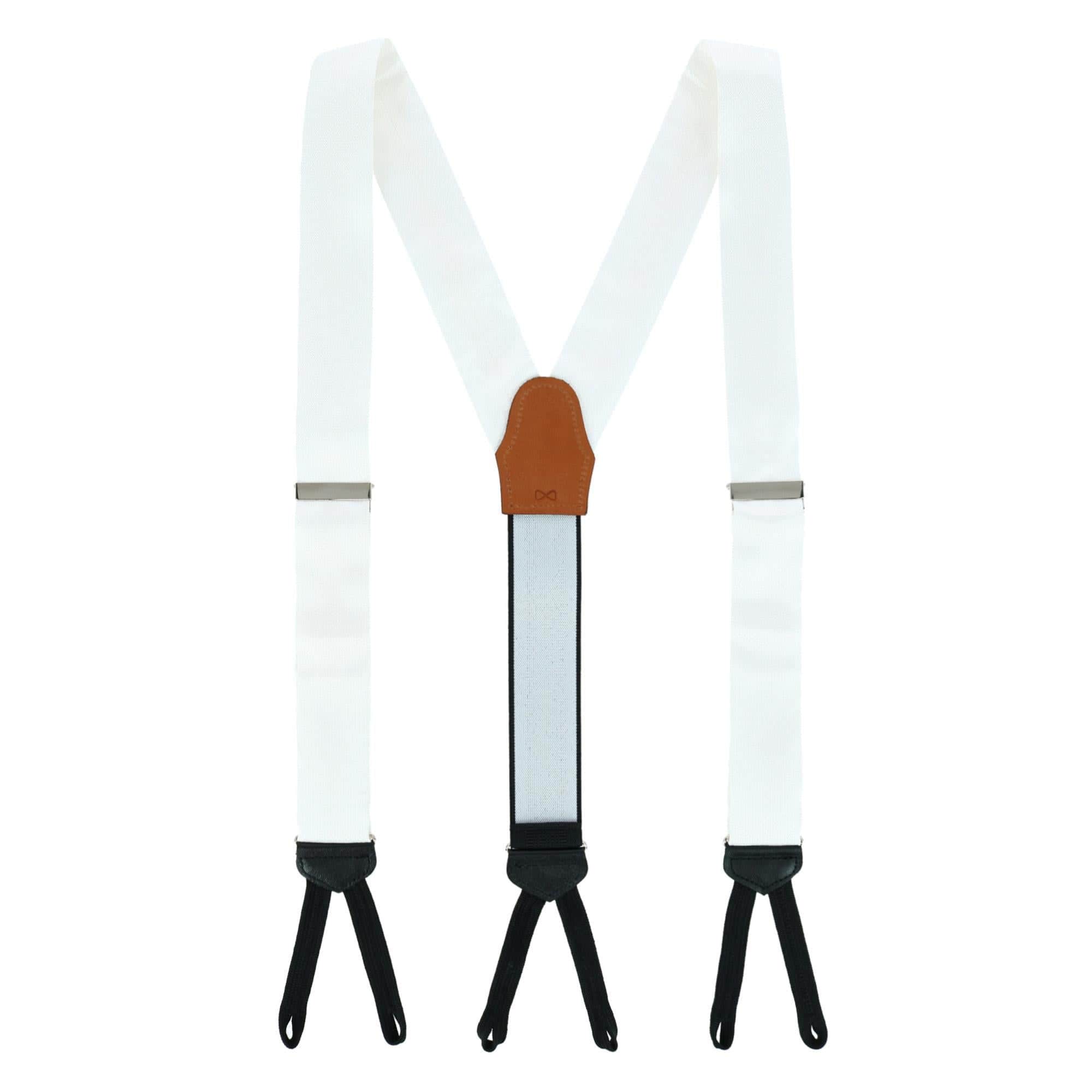 Big & Tall Monte Bello Interlocked Silk Formal Braces - White