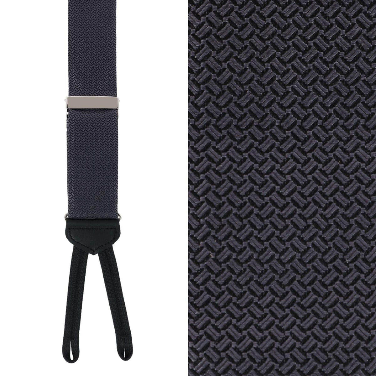 Monte Bello Interlocked Silk Formal Braces & Bow Tie Bundle - Graphite
