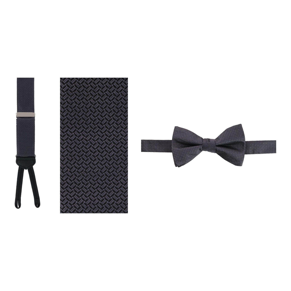 Monte Bello Interlocked Silk Formal Braces & Bow Tie Bundle