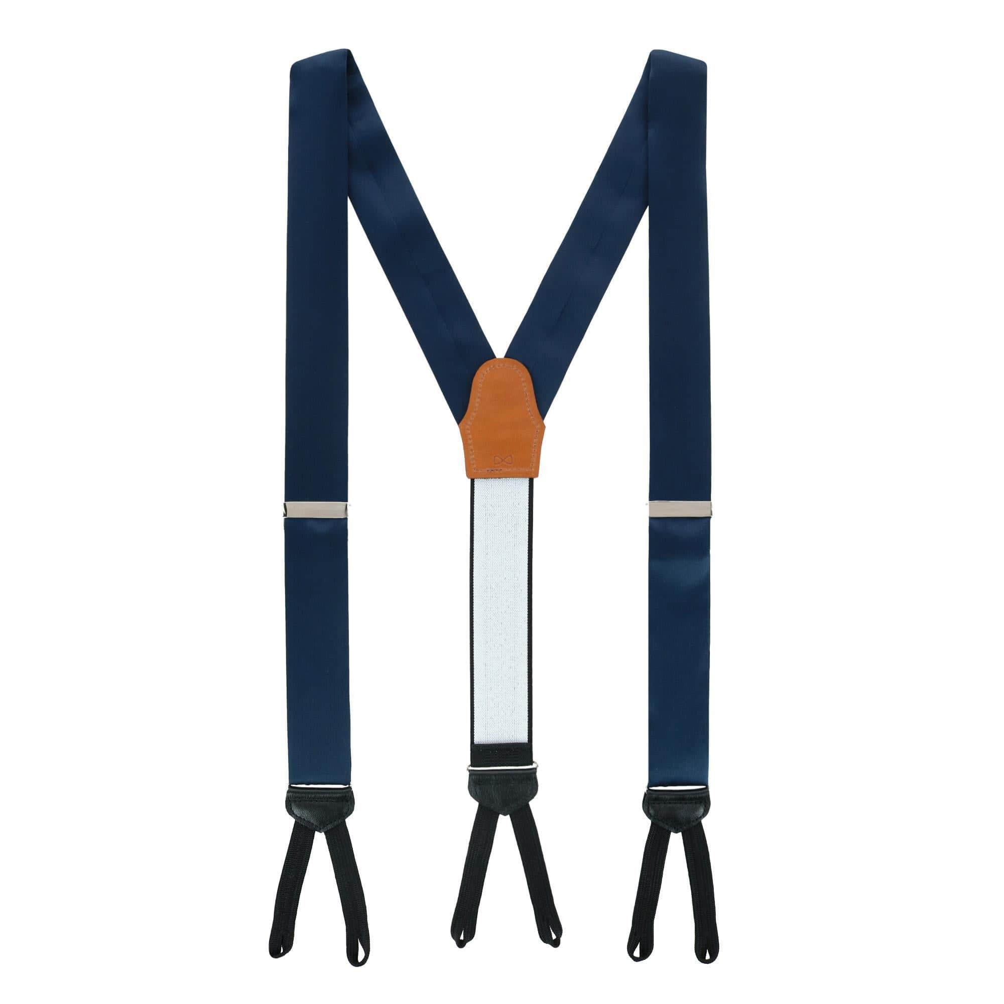 Big & Tall Sutton Solid Silk Formal End Braces - Navy