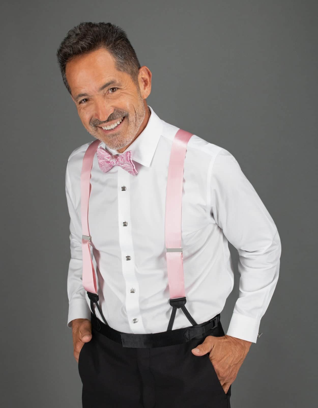 Big & Tall Sutton Solid Silk Formal End Braces - Pink