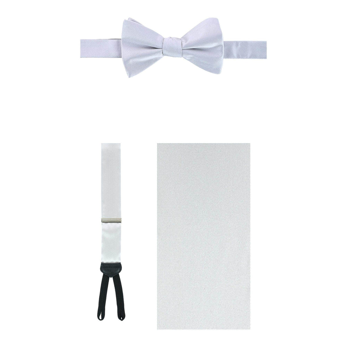 Big & Tall Sutton Silk Braces & Bow Tie Bundle - Silver