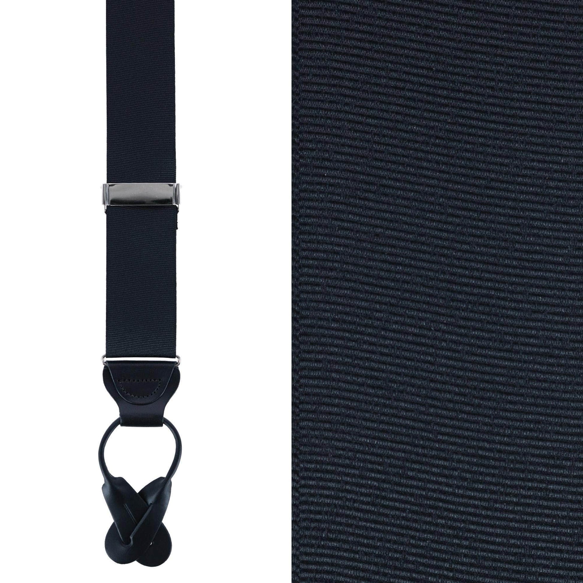 Big & Tall Phoenix Grosgrain Non Stretch Ribbon Button End Braces - Black