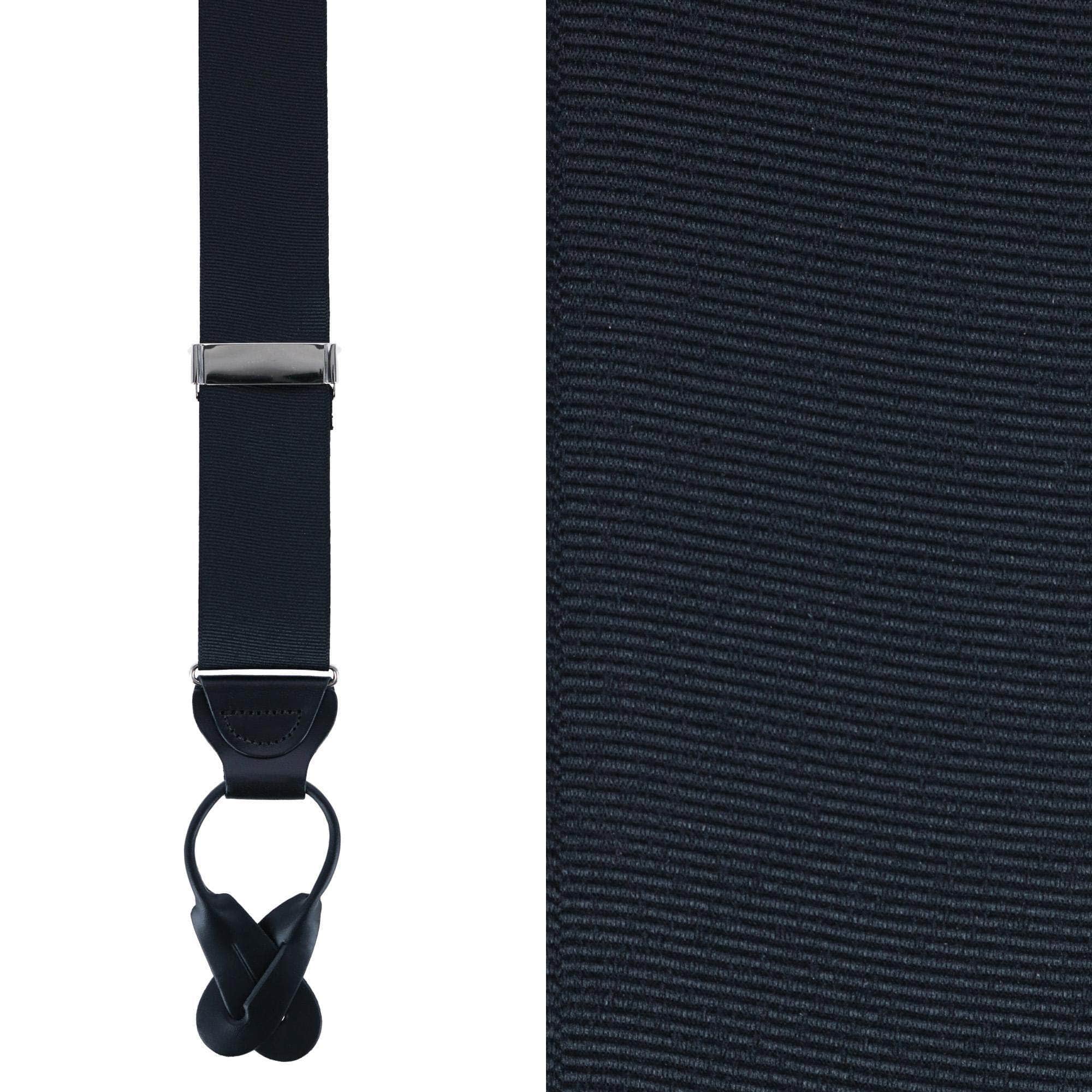 Big & Tall Phoenix Grosgrain Non Stretch Ribbon Button End Braces - Black