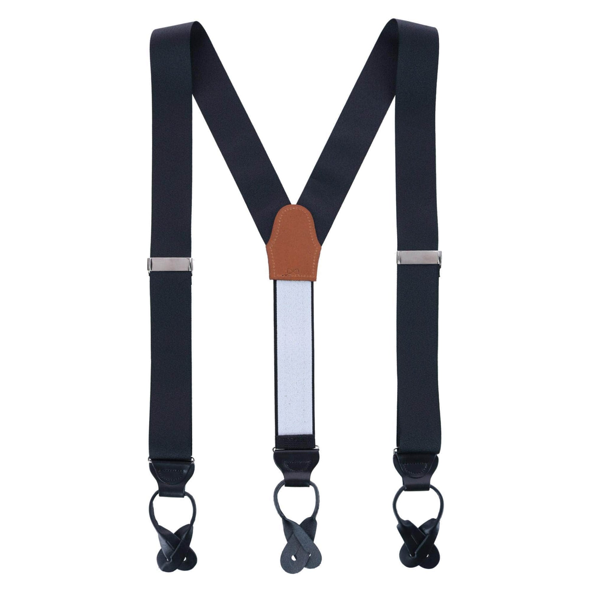 Big & Tall Phoenix Grosgrain Non Stretch Ribbon Button End Braces - Black