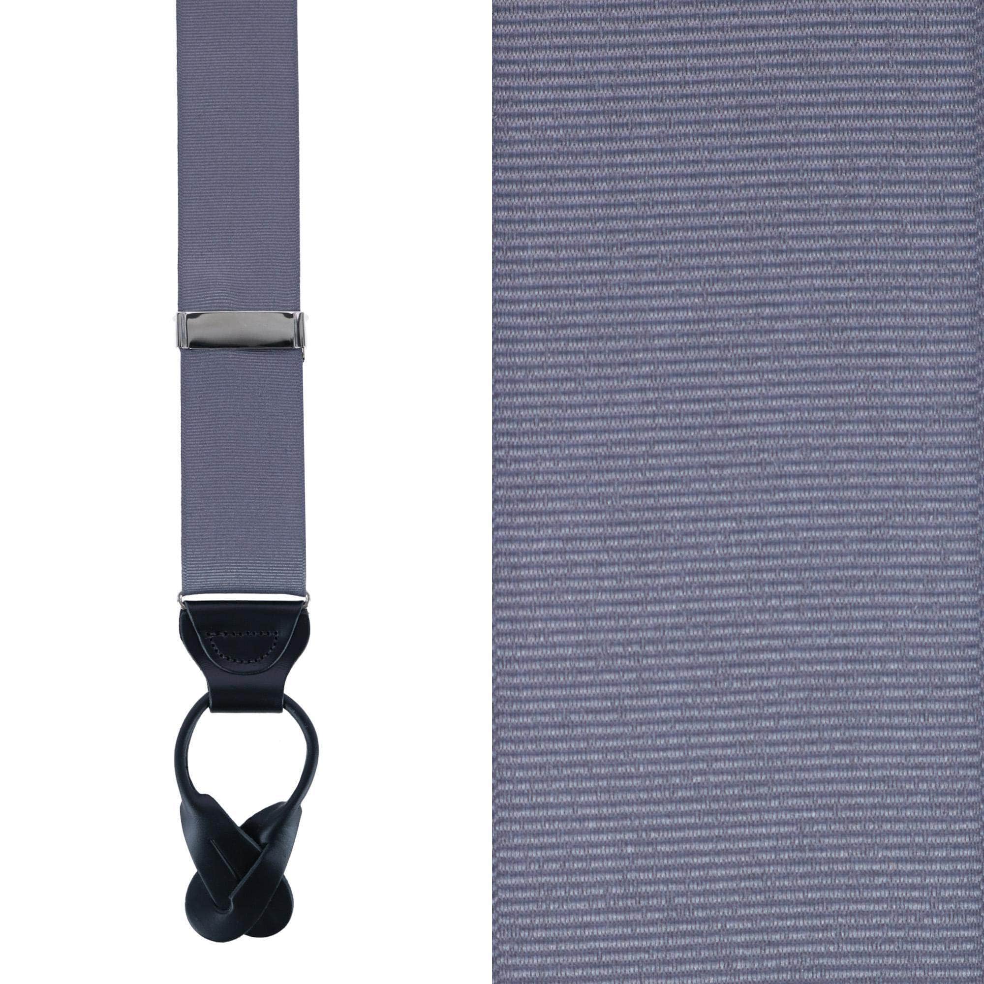 Big & Tall Phoenix Grosgrain Non Stretch Ribbon Button End Braces - Smokey Grey