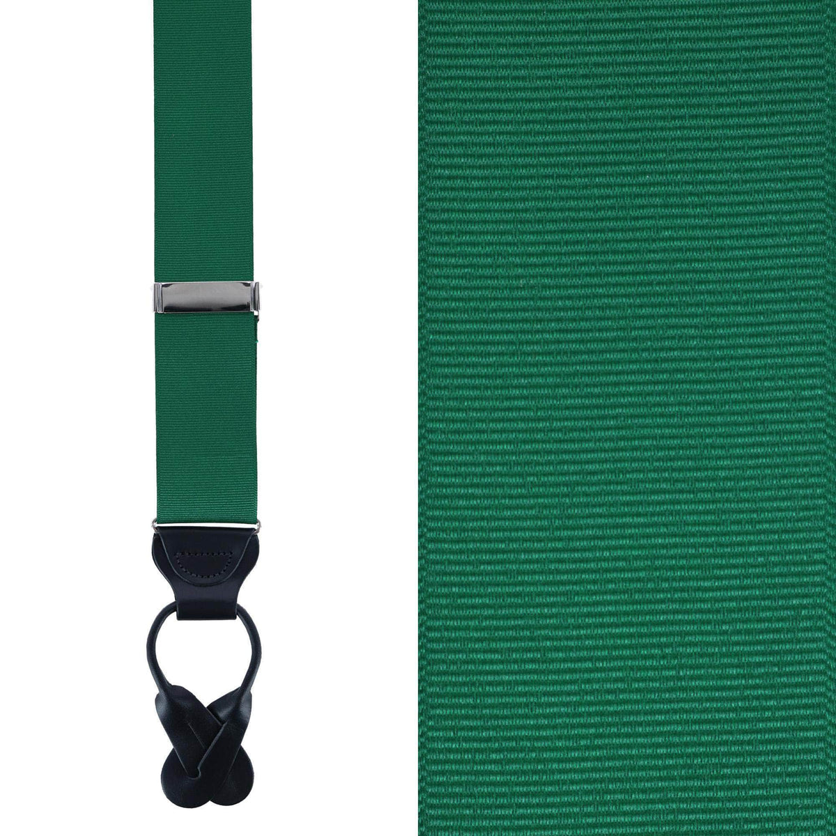 Big & Tall Phoenix Grosgrain Non Stretch Ribbon Button End Braces - Dark Green