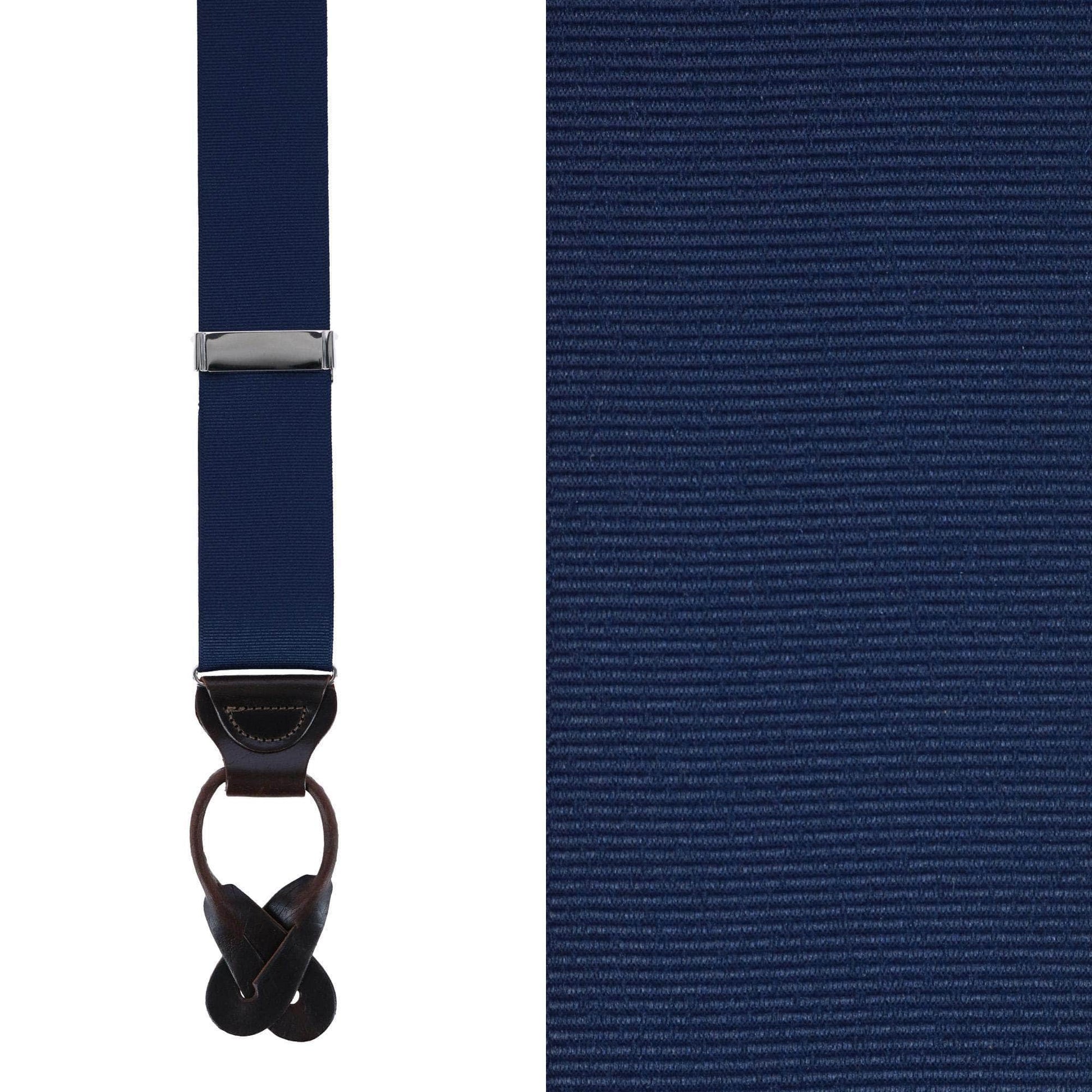 Big & Tall Phoenix Grosgrain Non Stretch Ribbon Button End Braces - Navy
