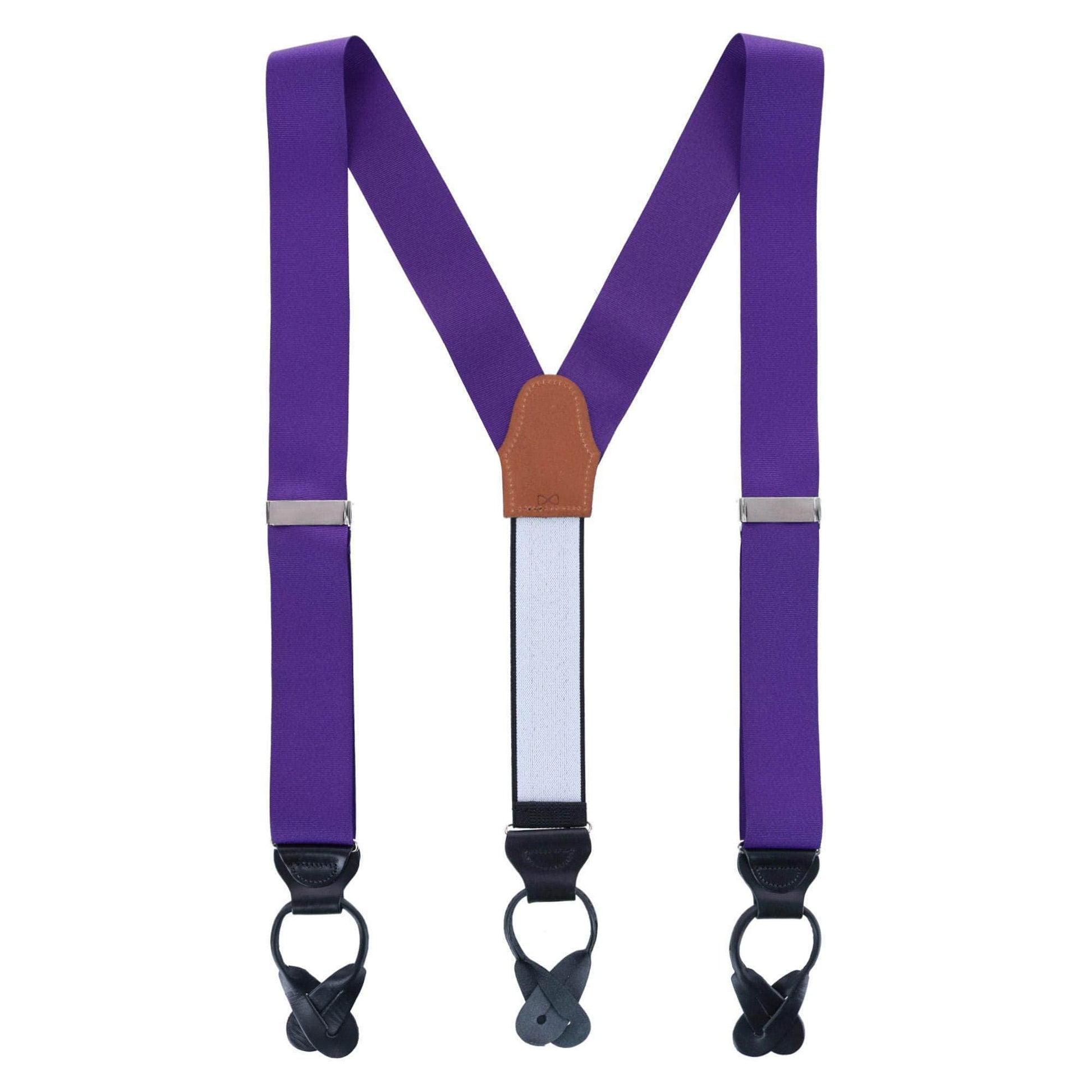 Big & Tall Phoenix Grosgrain Non Stretch Ribbon Button End Braces - Purple