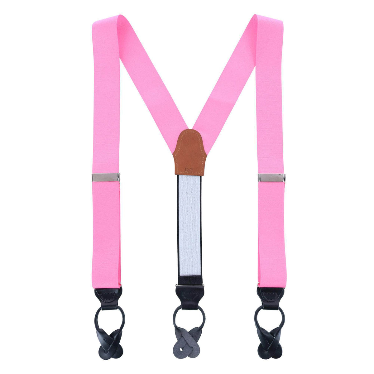 Big & Tall Phoenix Grosgrain Non Stretch Ribbon Button End Braces - Pink