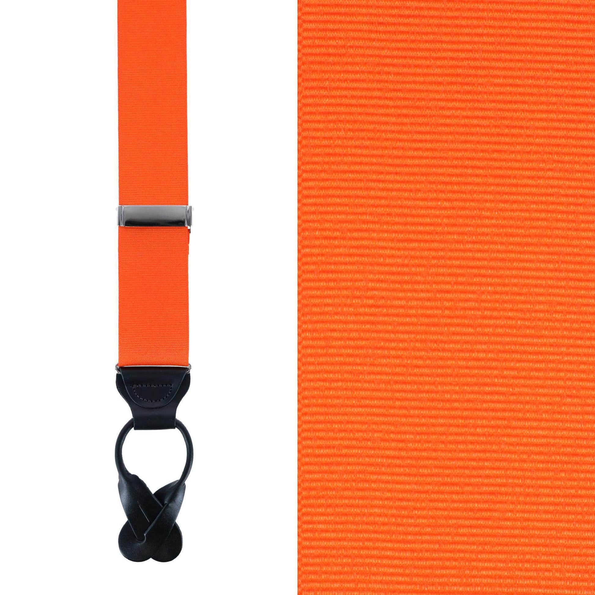 Big & Tall Phoenix Grosgrain Non Stretch Ribbon Button End Braces - Pumpkin