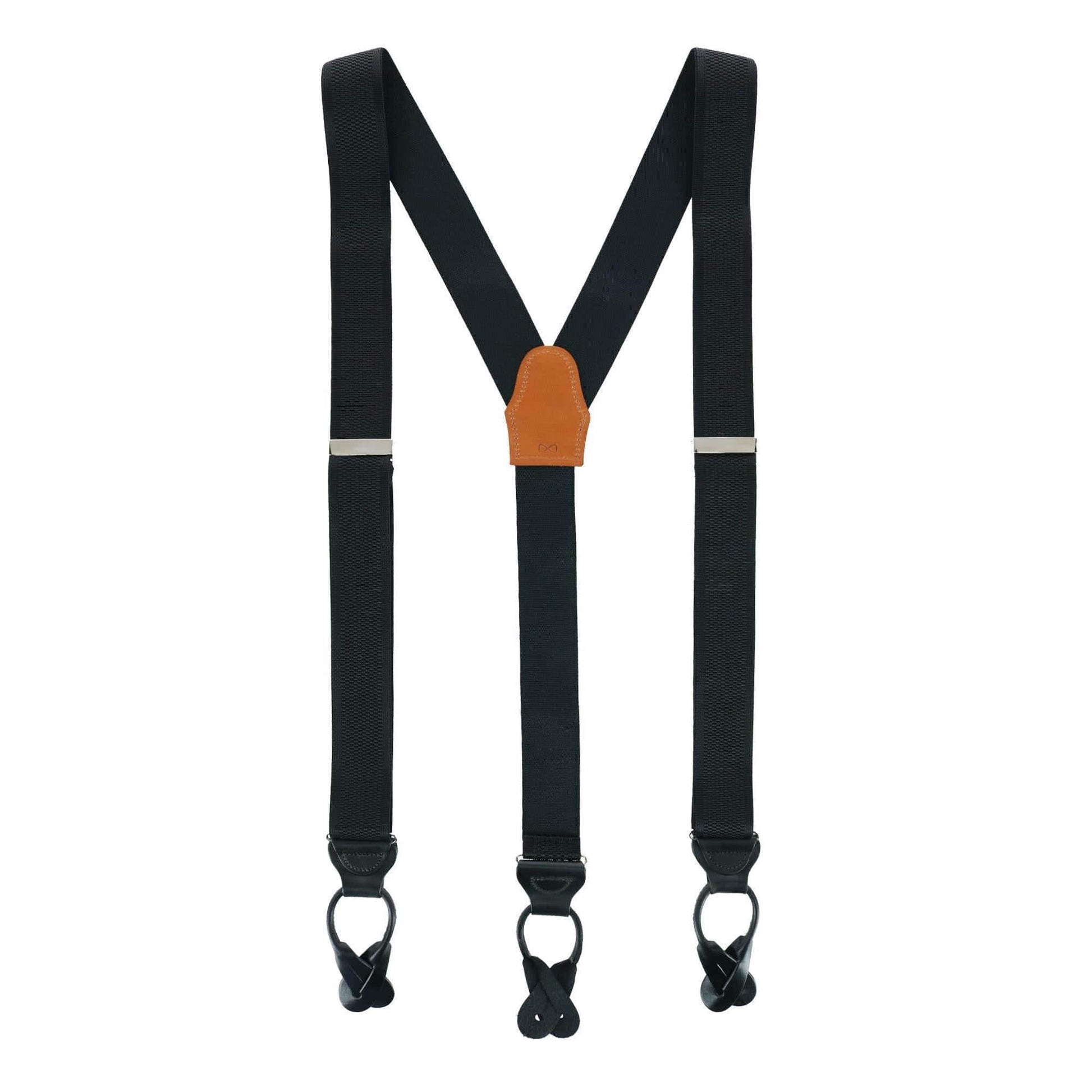 Big & Tall Classic Stretch Button End Braces - Black