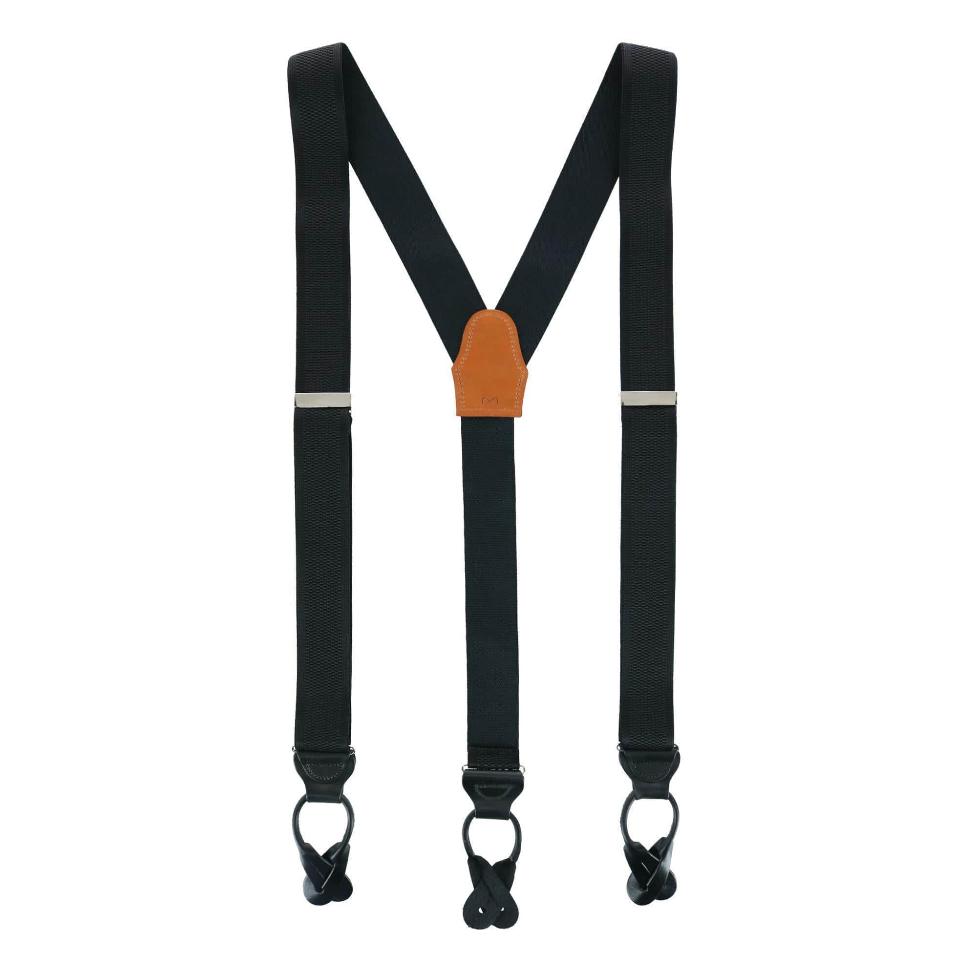 Big & Tall Classic Stretch Button End Braces - Black