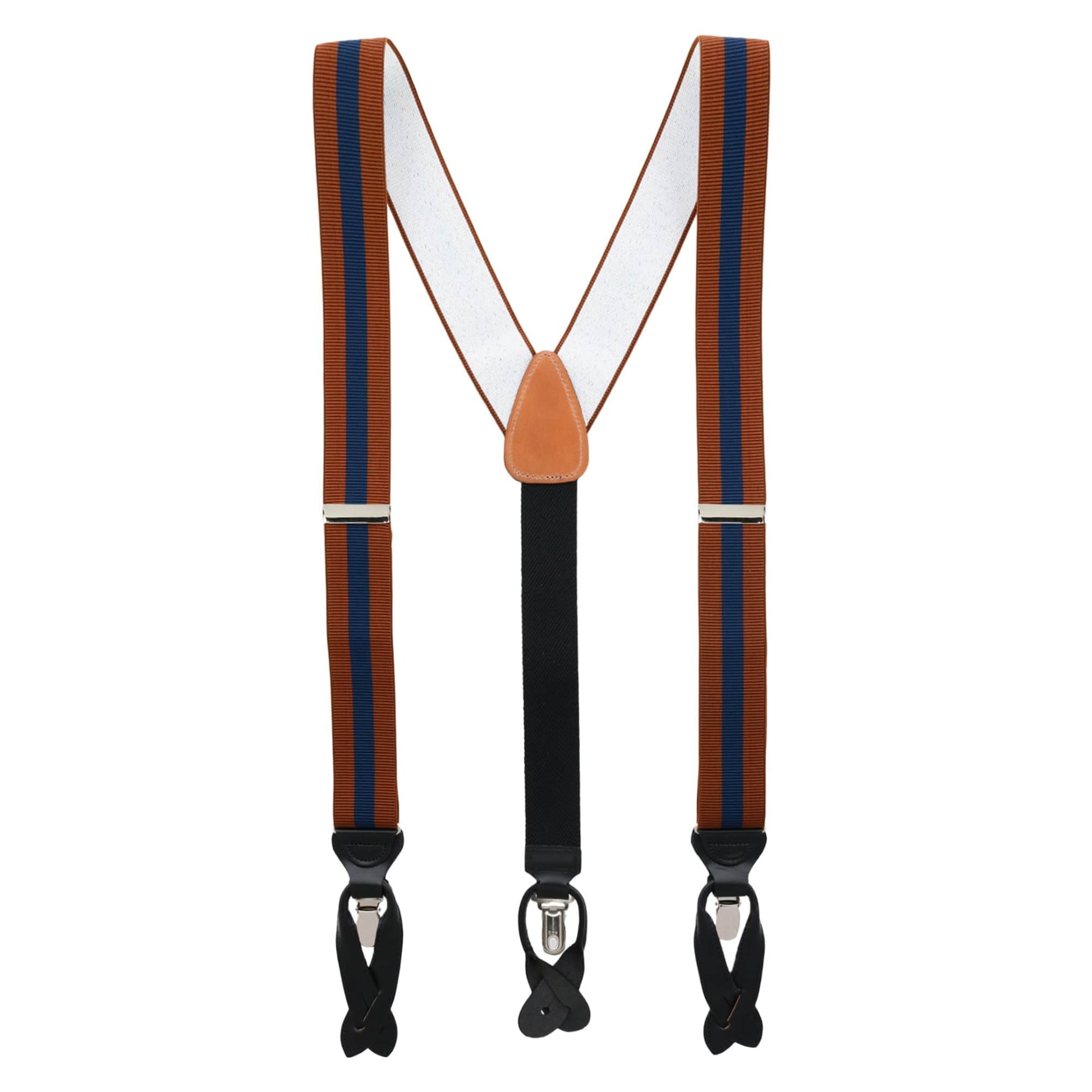 Big & Tall Oliver Stripe Convertible Braces - Rust