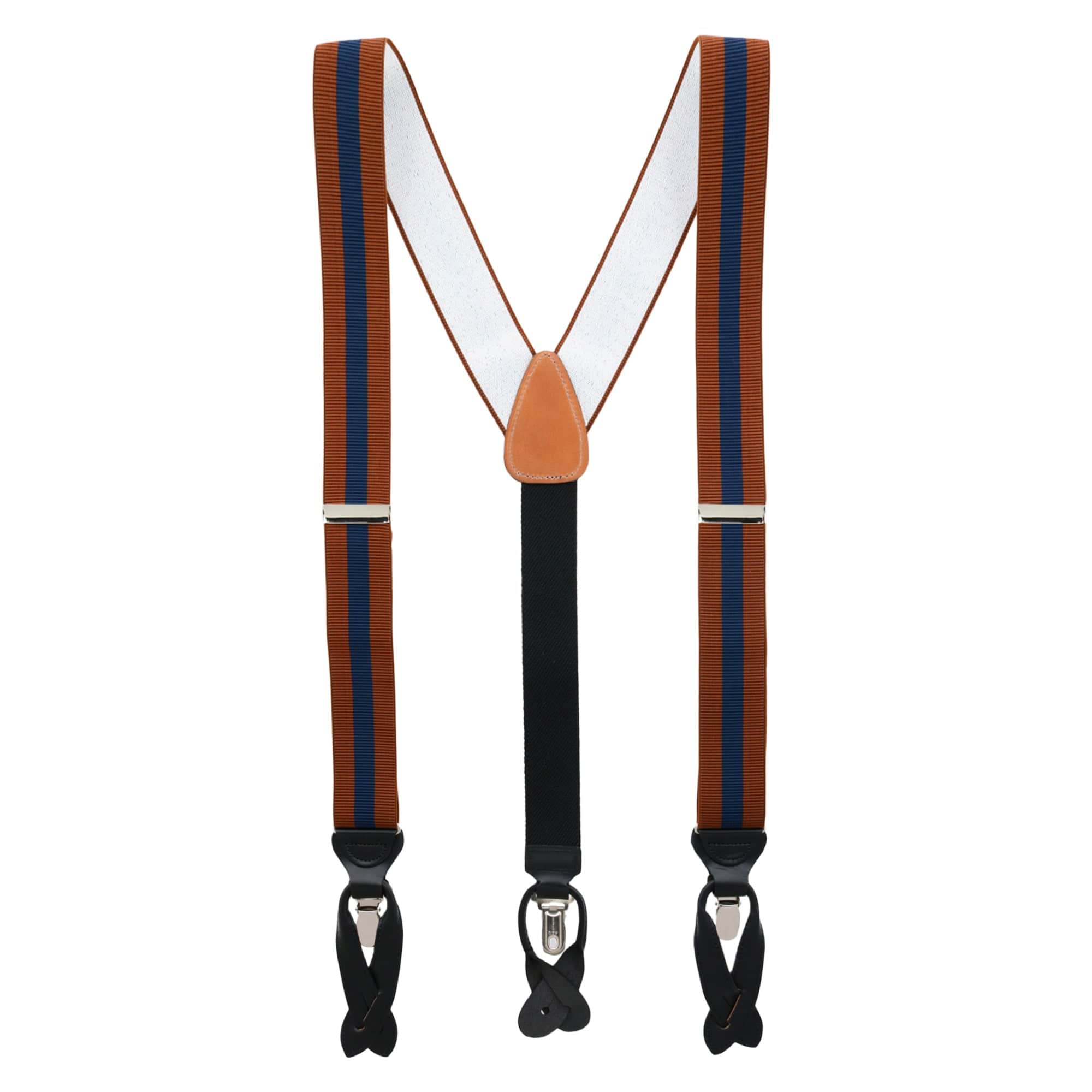 Big & Tall Oliver Stripe Convertible Braces - Rust