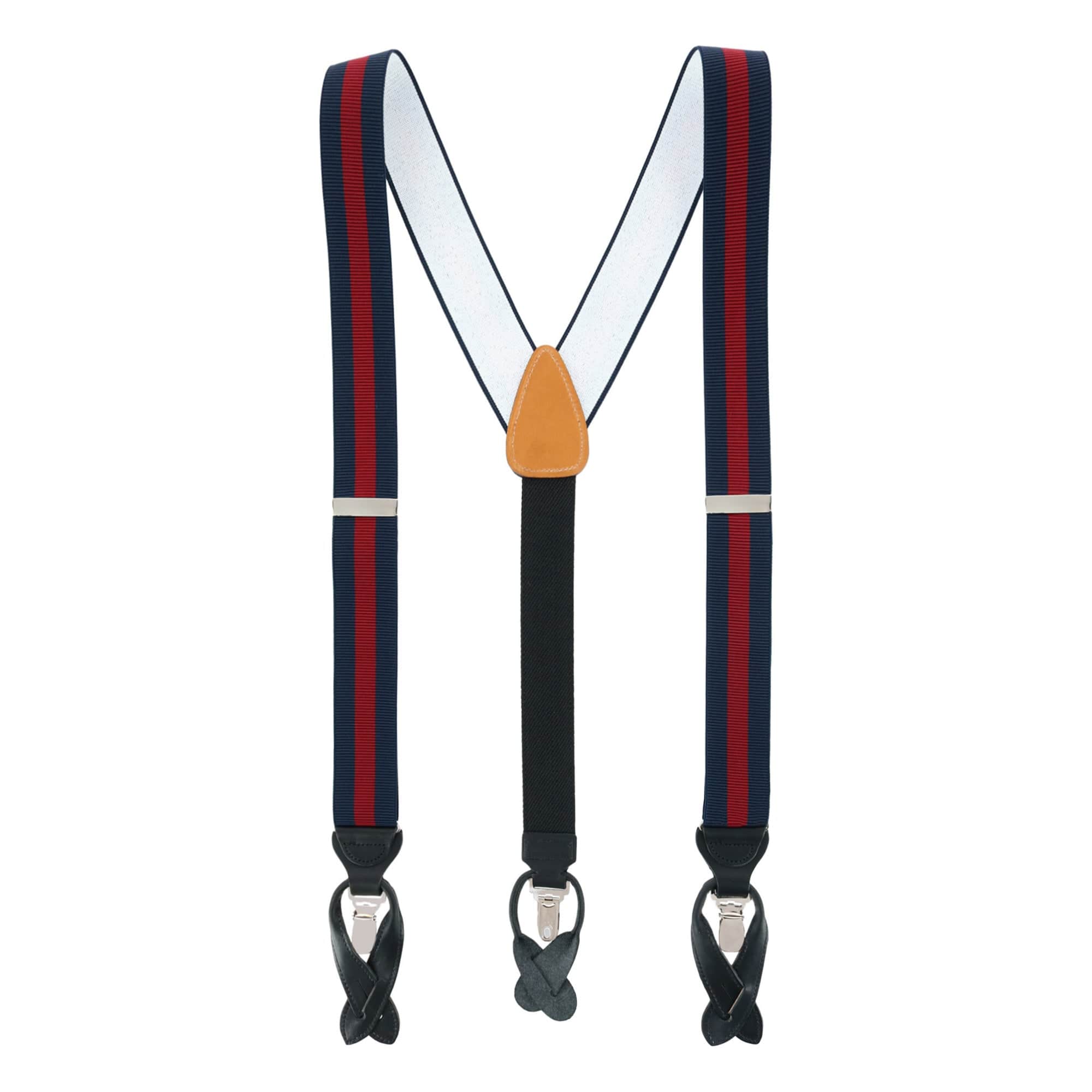 Big & Tall Oliver Stripe Convertible Braces - Navy / Burgundy
