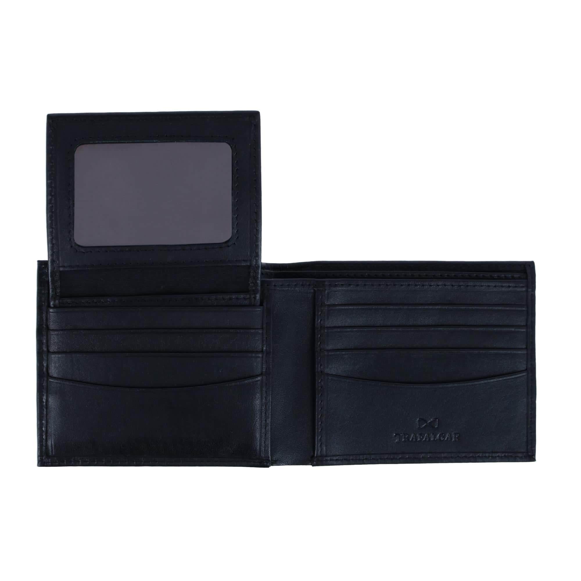 Orion Leather 8-Slot Bi-Fold Wallet with Removable ID Card Case - Black
