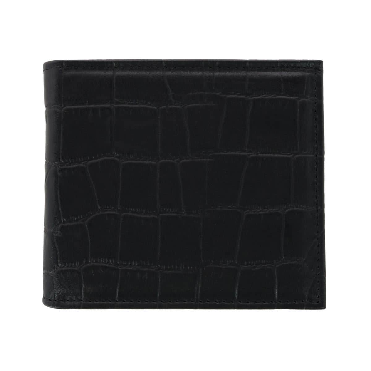 Esteban Croco Embossed Leather 8 Slot Bi-Fold Wallet - Black