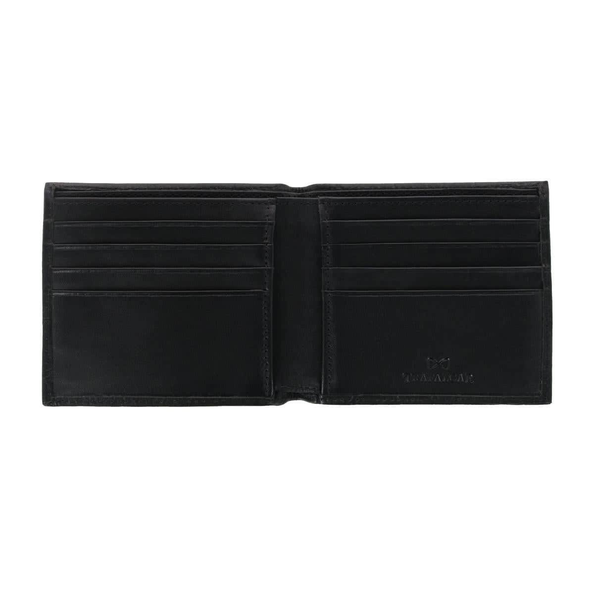 Esteban Croco Embossed Leather 8 Slot Bi-Fold Wallet - Black