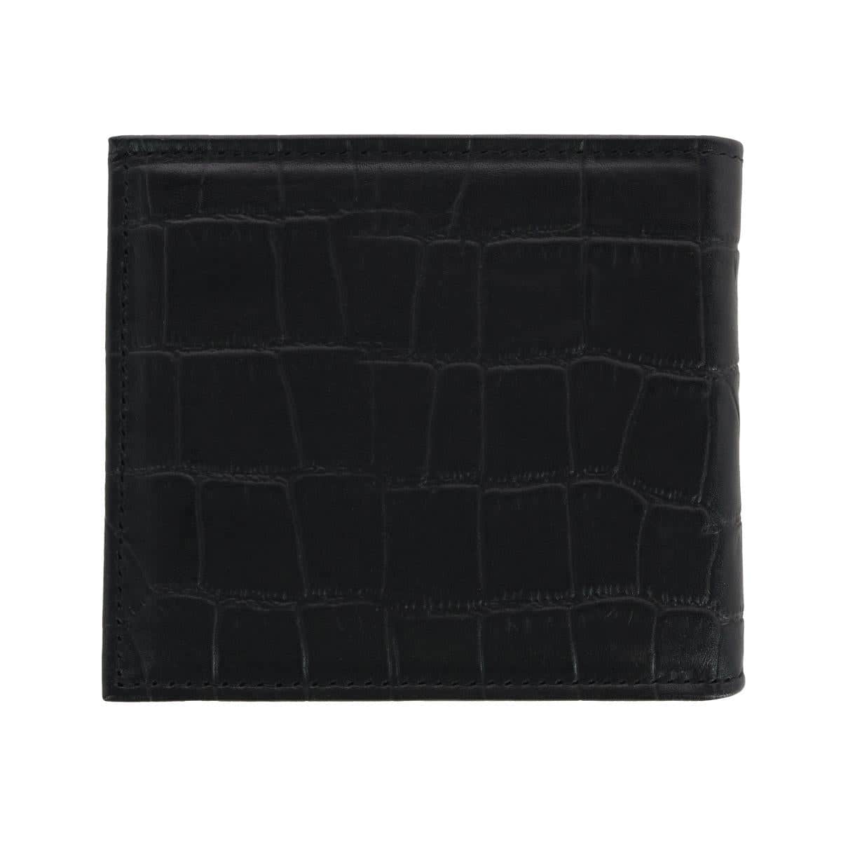 Esteban Croco Embossed Leather 8 Slot Bi-Fold Wallet - Black