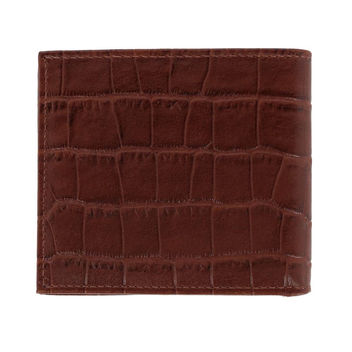 Esteban Croco Embossed Leather 8 Slot Bi-Fold Wallet - Brown