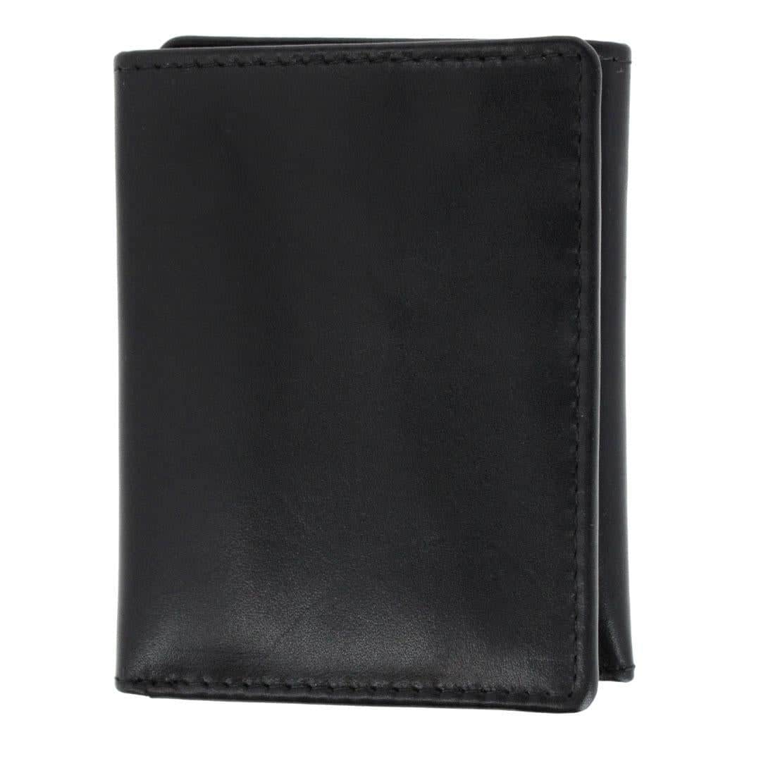 Tennyson Tri-Fold Genuine Leather Wallet with ID Window - Black