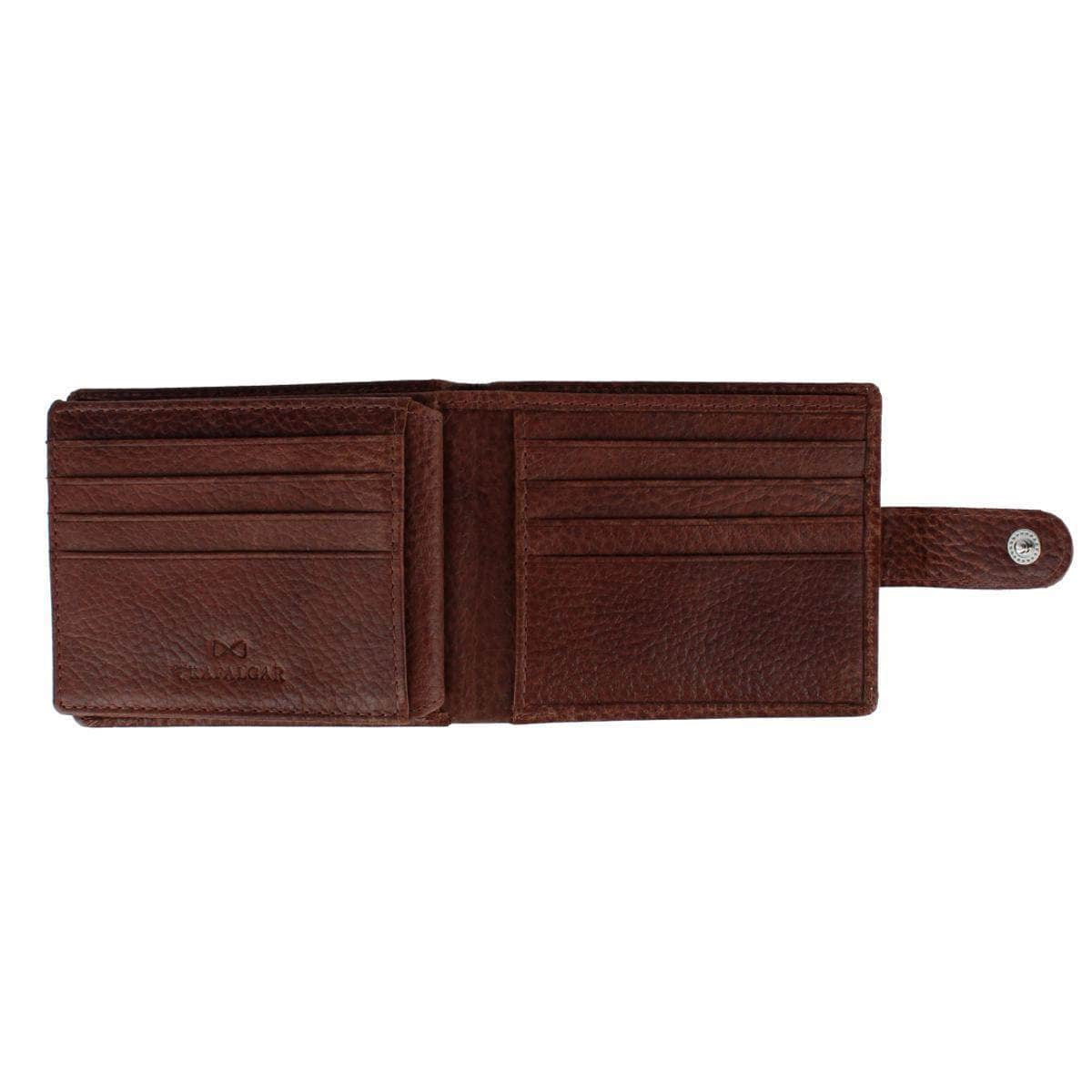 Parker Pebbled Leather Bi-Fold Wallet with ID Window & Fastener - Brown