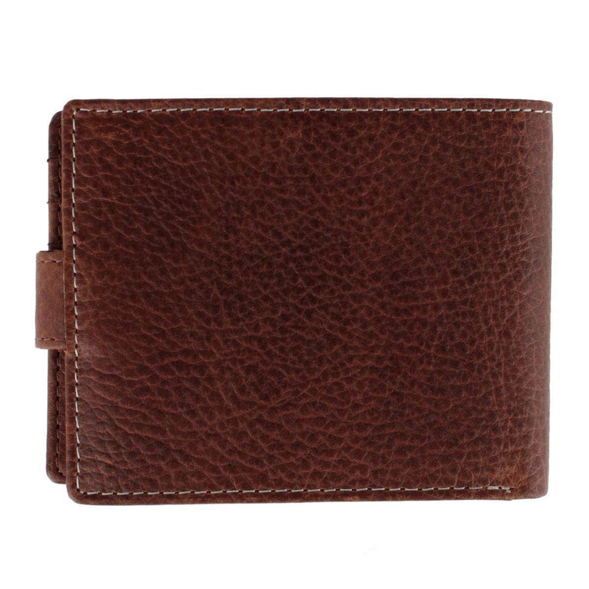 Parker Pebbled Leather Bi-Fold Wallet with ID Window & Fastener - Brown