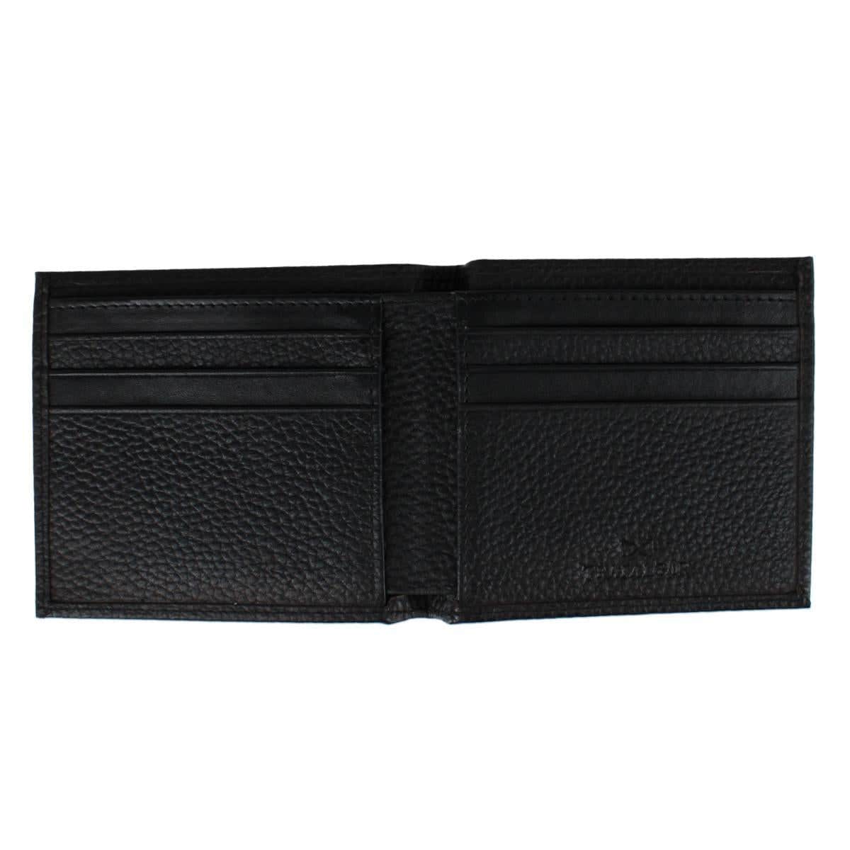 Pierce Pebble Grain Classic Leather Bi-Fold Wallet - Black