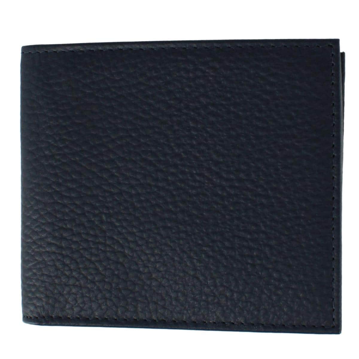Pierce Pebble Grain Classic Leather Bi-Fold Wallet - Navy