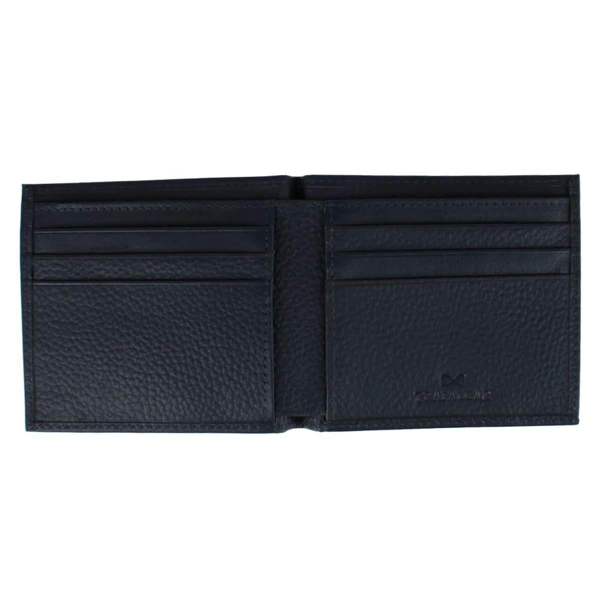 Pierce Pebble Grain Classic Leather Bi-Fold Wallet - Navy